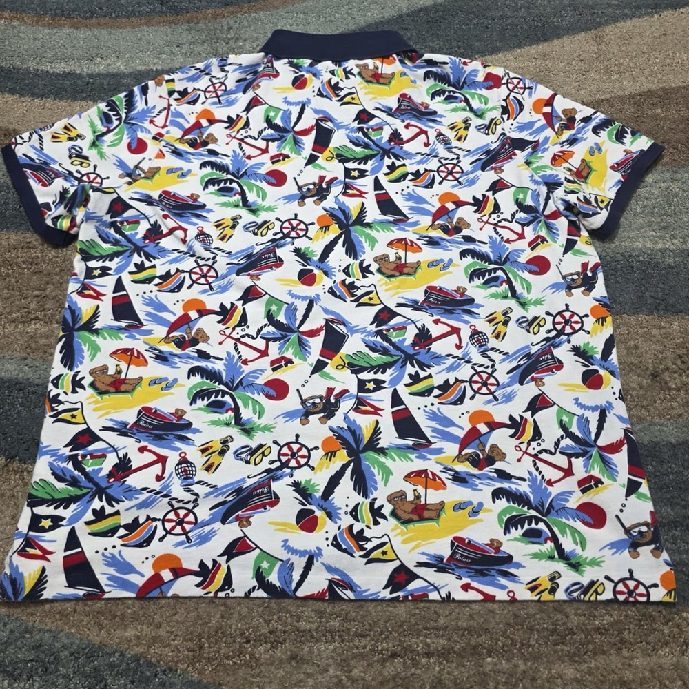 Polo Ralph Lauren Bear Nautical All-Over Beach Print Polo Shirt Men’s XL - Picture 3 of 14